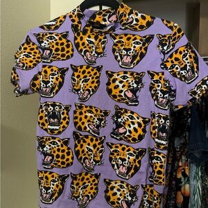 Nooworks Purple Shirt with Cheetah Print